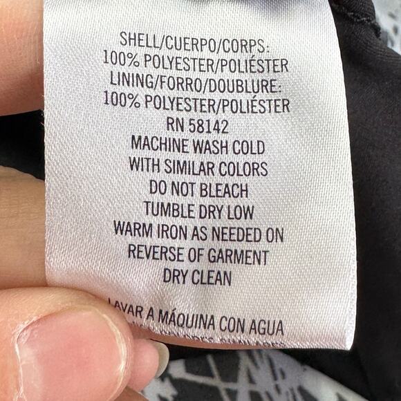 Maggy London Dress Womens 2 Black White Printed Maxi V Neck Stretch - Picture 6 of 9